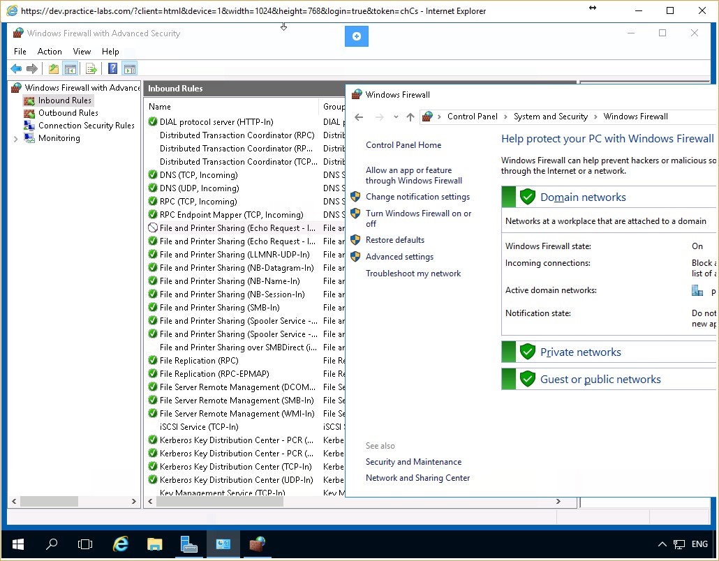 Figure 4.15 Screenshot of the PLABDC01 desktop
